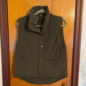 Olive Green Women's Quilted Vest - Medium